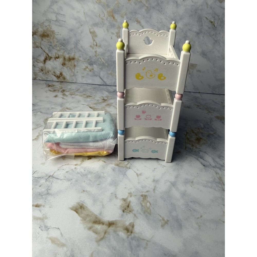 Calico Critters Triple Baby Bunk Beds Set Blue/Pink/Yellow New in Box